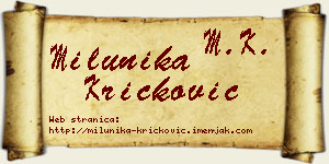 Milunika Kričković vizit kartica